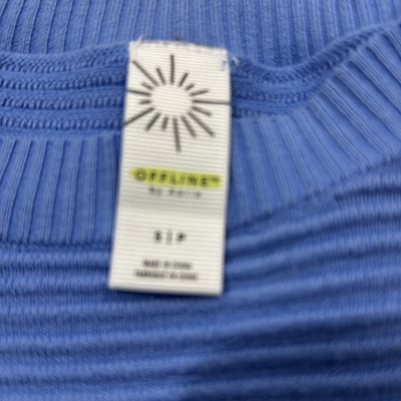 Blue Ribbed Cropped Sweater - Picture 2 of 2